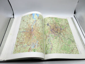 Millenium World Atlas Leather Bound Hardcover Rand McNally 15x11" c1999 NAVY - Picture 1 of 15
