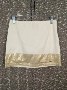 Vintage Y2K Hollister White/Gold Sequin Mini Skirt Junior's Size 3 - Picture 1 of 8