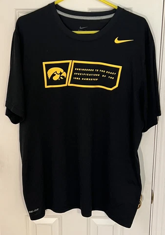 Iowa Hawkeyes Football Shirt Nike Dri-Fit Men's Short Sleeve Shirt Black Size XL Cover