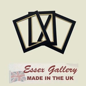 8x6 for 6x4 - 10x8 for 8x6 Double Picture & Photo Mounts For Frames Black & Gold - Picture 1 of 1