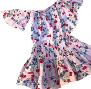 NEW Monnalisa Floral Pink Cherry Shirt Layered SKIRT Ruffle Layered Set Girls 4 - Picture 1 of 17