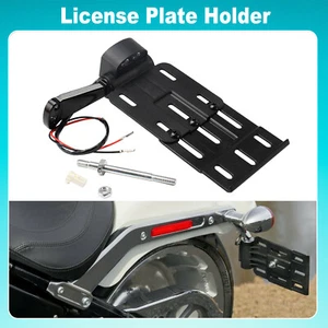 Extendable License Plate Holder For Harley Sportster 883/1200 XL Bracket W/Light - Foto 1 di 12