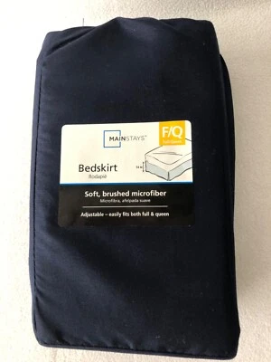 Falda de cama azul oscuro azul marino microfibra cepillada suave se adapta completa o reina NUEVA Foto 1 de 3