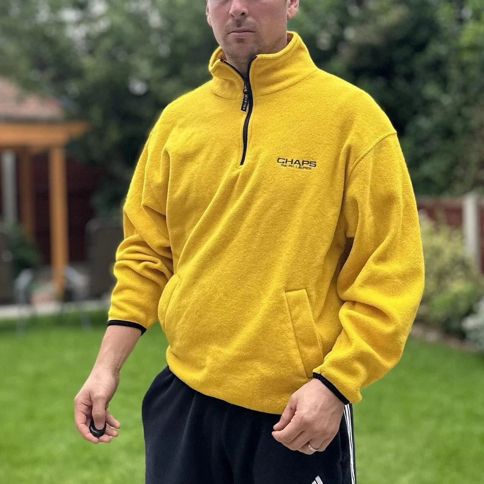 Chaps Yellow Fleece Jacket Men's Size XL Quarter Zip Windbreaker Jumper Jacket - Image 1 of 4