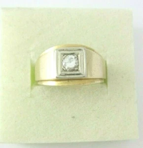~ ANILLO SOLITARIO DE DIAMANTES DE ORO MULTITONO 14K PARA HOMBRE .33CT, 9.0G - Imagen 1 de 8