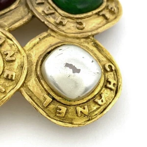 Chanel Coco Mark Color Stone CC Gripoa Brooch GP Gold Multicolor Women's - Picture 1 of 8