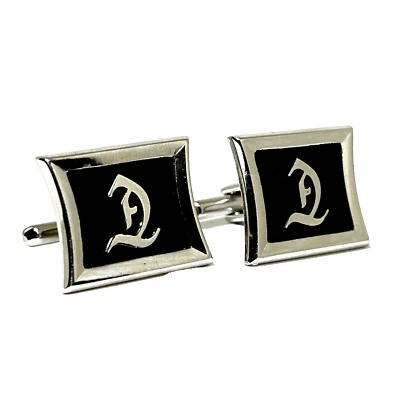 D Old English Font Monogram Initial Letter Vintage HICKOK Cuff Links Silver Tone - Image 1 of 4