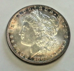 1882 MORGAN SILVER DOLLAR CHOICE + BU WITH PRETTY ALBUM TONING (970) - Picture 1 of 2