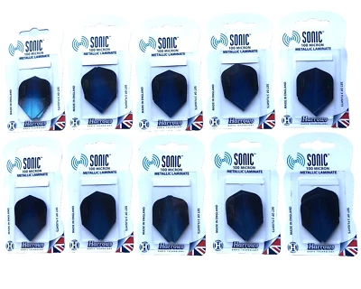 30 Sonic Dart Flights = 10 Satz Farbe Blau - Schwarz von Harrows Flügel Flys