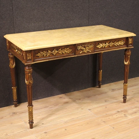 Console antique style Louis XVI furniture vintage gold table 20th century 900 Cover