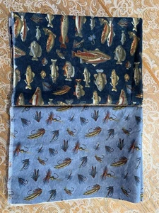 Fly Fishing Lure And Fish Cotton Fabric Fat Quarters For Sewing And Crafts - Picture 1 of 6