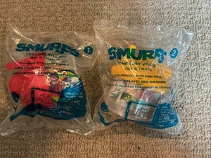 LOT Of 2 McDonalds Smurfs The Lost Village movie happy meal toy new #1 #2 sealed - Picture 1 of 6
