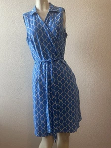 J. McLaughlin Blue Wrap Dress, Sz: Large (b14) - Picture 1 of 6