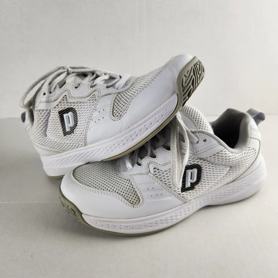 Zapatos de tenis Prince Advantage Lite 2 para mujer 7 blancos plateados cancha parte inferior Foto 1 de 4