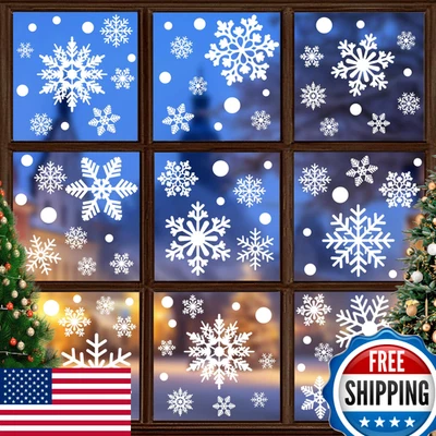 116 шт. Рождественские Снежинки Зажимы на Окно Наклейки Праздничный Декор 9 Листов Двусторонние - Изображение 1 из 4