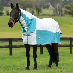 Weatherbeeta Kool Coat Airstream II Detachable Neck Fly Rug - White/Mint - Picture 1 of 6