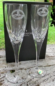 NEW Waterford Crystal Lismore Toasting Champagne Flutes  AT&T Pebble Beach Boxed - Picture 1 of 20