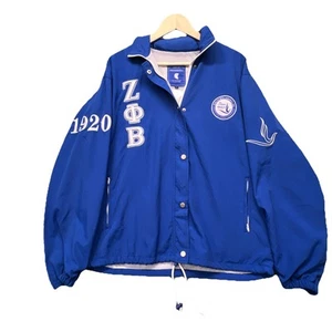 Zeta Phi Beta Windbreaker Size Large Jacket Royal Blue Hooded - Picture 1 of 9