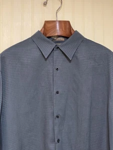 Axist Shirt Mens XL Charcoal Gray Short Sleeve Button Up Count Soft Jacquard - Picture 1 of 7