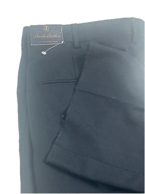 Pantalones de vestir Brooks Brothers para hombre 36 W plisados sin dobladillo azul marino lana polar pantalones Foto 1 de 4