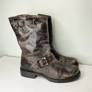 Frye Veronica Arnés Cuero Envejecido Botas Moto Talla 6 B Marrón 76512 - Imagen 1 de 7