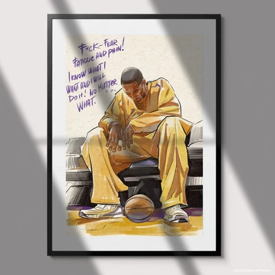 Kobe Bryant Mamba Motivación Cita Lakers Póster Impresión Arte de Pared Decoración Foto 1 de 4