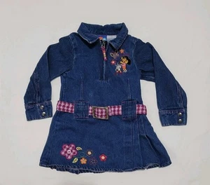 Vintage Dora The Explorer Denim Dress Girls Size 4 Embroidered Belted Nick JR - Picture 1 of 7