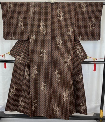 Kimono japonais vintage polyester noir sans doublure Komon longueur... - Photo 1/4