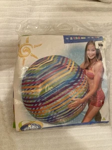 New 2002 Intex The Wet Set Jumbo 48 inch Beach Ball #59070 Rainbow Stripes - Picture 1 of 6