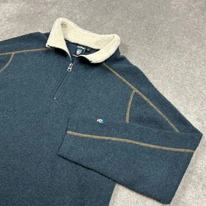 Kuhl Alfpaca Fleece Sweater Mens M Blue 1/4 Zip Pullover Long Sleeve Outdoor - Picture 1 of 8