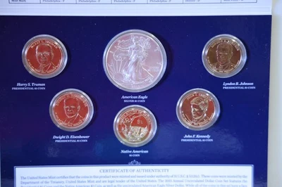 2015 6-Coin U.S. Mint Annual Uncirculated Dollar Set w/ Silver Eagle - Image 1 of 4