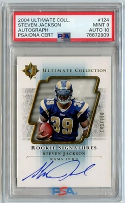 2004 Ultimate Collection #124 Steven Jackson #/250 ROOKIE AUTO RC PSA 9/10 AUTO - Image 1 of 2