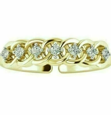 Anillo de dedo ajustable entrelazado de diamantes simulados de 0,25 quilates enchapado en oro amarillo de 14 k Foto 1 de 4