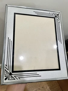 Marco Art Deco Vintage Pintado al Reverso Negro Cromo Marco de Fotos - Imagen 1 de 4