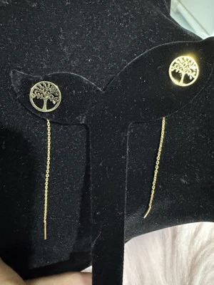 REAL 18k GOLD Threader/Tictac TREE OF LIFE EARRINGS - Image 1 of 4
