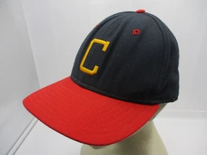 Vintage Cleveland Indians C New Era Hat Mens Red Blue Fitted 7 1/4 Wool USA Made - Picture 1 of 10