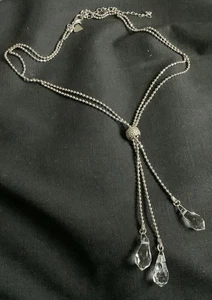 Vintage Cookie Lee 3 Crystal Silver Tone Necklace - Picture 1 of 5