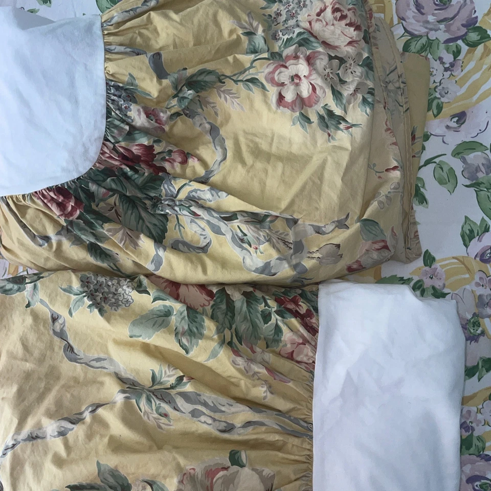 2 faldas de cama vintage Ralph Lauren Evelyn dobles/volantes contra el polvo hechas en EE. UU. Foto 1 de 4