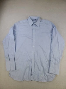 Hilditch & Key Shirt Mens 44 17.5 Oxford Dress Button Up Blue Patterned England - Picture 1 of 15
