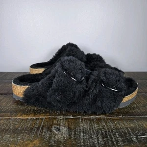 Birkenstock Arizona Shearling Big Buckle Womens Size 4 Narrow Slippers Sandal 35 - Picture 1 of 10
