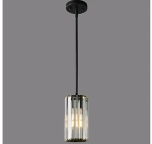 Black Pendant Lighting Modern Crystal Adjustable Pendant Light Fixture - Picture 1 of 7