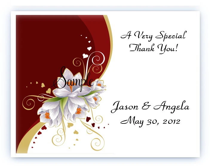 100 Custom Personalized Burgundy Gold Floral Wedding Bridal Thank You Cards  - Image 1 of 1