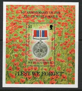 S. Georgia & S. Sandwich ist. 1995 50. Jahrestag Ende des 2. Weltkriegs Miniblatt SG MS257 U/M - Bild 1 von 1