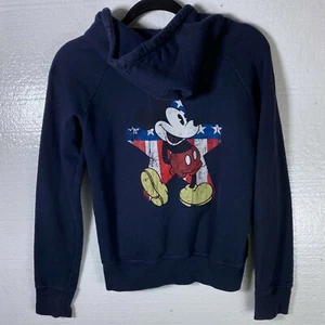Disney Parks Women's Size Small Mickey Mouse Patriotic Zip Up Hoodie Jacket Blue - Picture 1 of 9