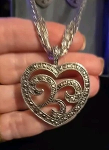 Covington Black Crystal Accented Heart Necklace-Earring-Set Silver-Tone NEW Box - Picture 1 of 6