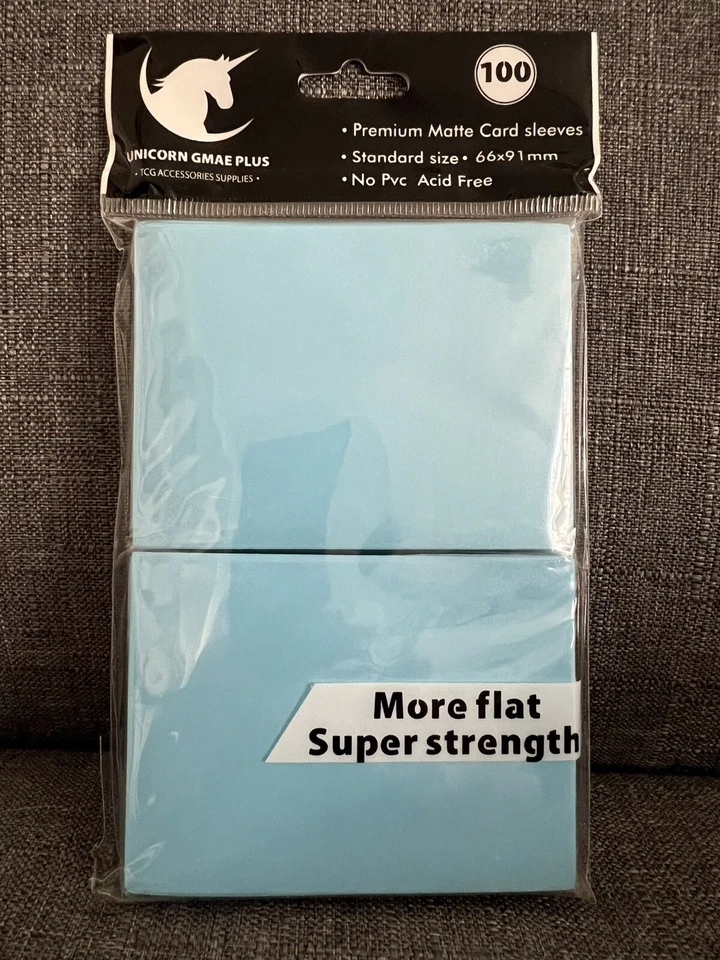 100 Premium Card Sleeves, Light Blue, Matte Card Sleeves, Standard TCG Sleeves - Image 1 of 1