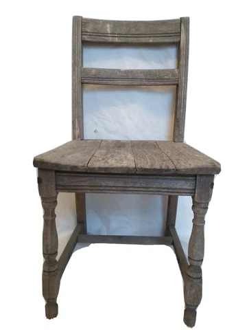 Vtg Antique Oak Dining Chair Primitive Rustic Farm Accent Desk Weathered Grey Cover