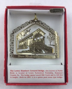 Nations Treasures Pennsylvania Covered Bridge Brass Metal Ornament Souvenir - Picture 1 of 7