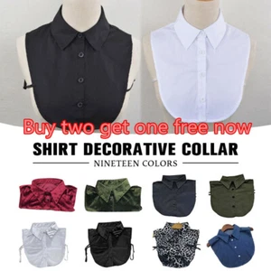 Women False Collar Fake Half Shirt Blouse Cotton Lace Peter Pan Detachable Bib - Picture 1 of 30