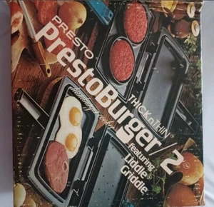 Vtg PrestoBurger 2 Hamburger Cooker Electric Liddle Griddle Grill w/ Box WORKS - Picture 1 of 5